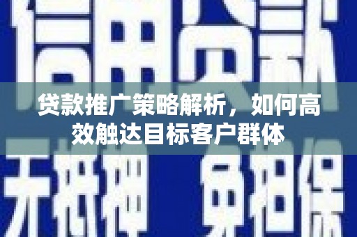 南长贷款推广策略解析，如何高效触达目标客户群体