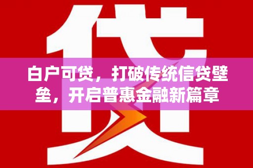 南长白户可贷，打破传统信贷壁垒，开启普惠金融新篇章