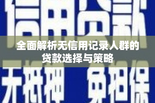 南长全面解析无信用记录人群的贷款选择与策略